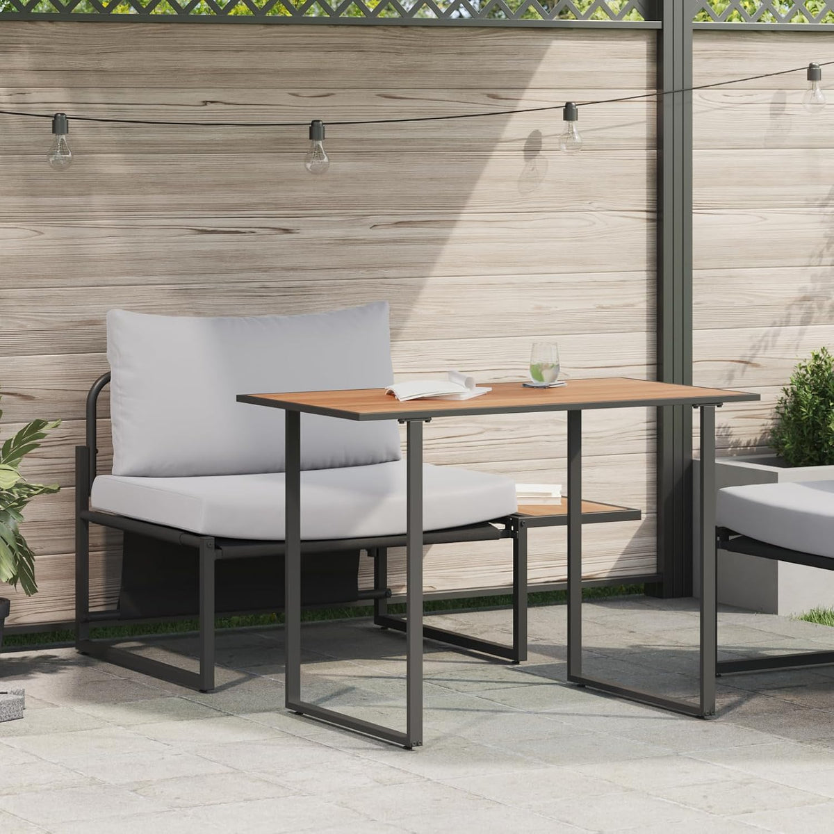 Cadeira de jantar, SKM, 2-TLG., aço, HellCinzento / Preto / Holz, para uso diário