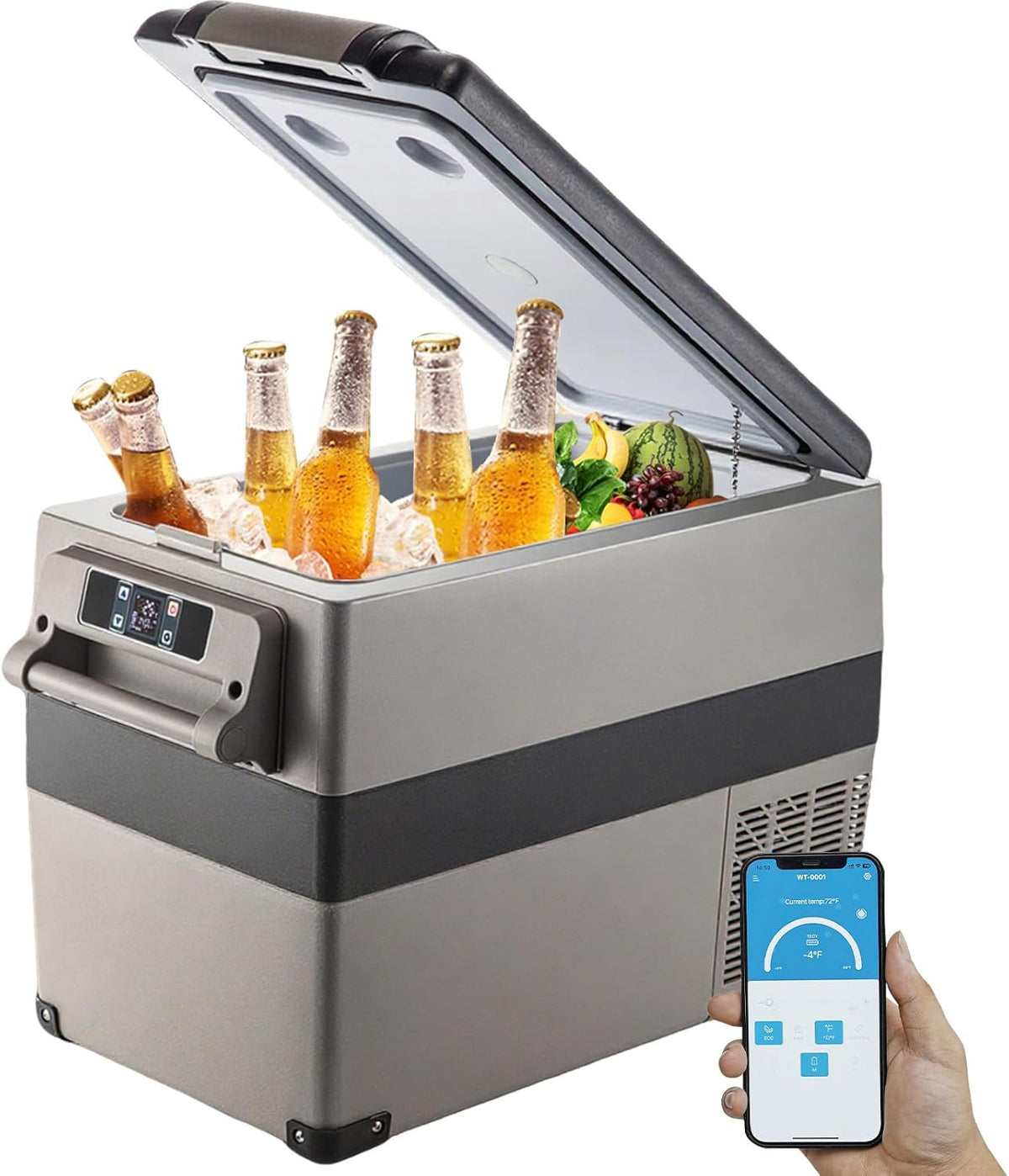 VEVOR, Geleira portátil, 55 L, 20 a, com iluminação LED, Multicolor, para uso diário