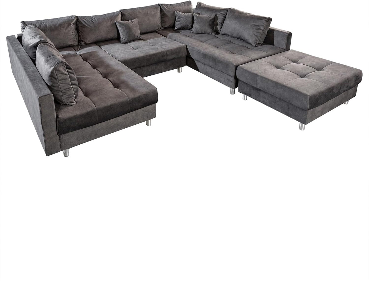 Sofá, Riess Ambiente, Moderne, 305cm, 190 cm, 280 cm, 235 cm, 45 cm, veludo, Cinzento, para a sala
