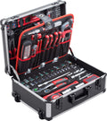 Conjunto de ferramentas, Meister, Werkzeugtrolley, 14 kg, 460 × 350 × 190 mm, com rodas, alumínio, Preto / Prateado / Vermelho