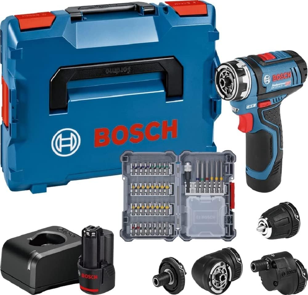Berbequim aparafusador, Bosch Professional, 12V, com bateria, com carregador, Azul / Preto / Vermelho, para trabalhos de manutenção