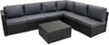 Conjunto de mobiliário de jardim, Monster Shop, resistente à água, aço, ratã, Preto / Cinzento, para utilização no exterior