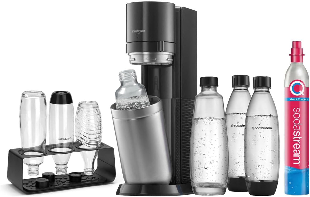 Máquina de água com gás, sodastream, Wassersprudler, 1L, 44cm, 0,5L, aço inoxidável, aço, Titan, para uso diário