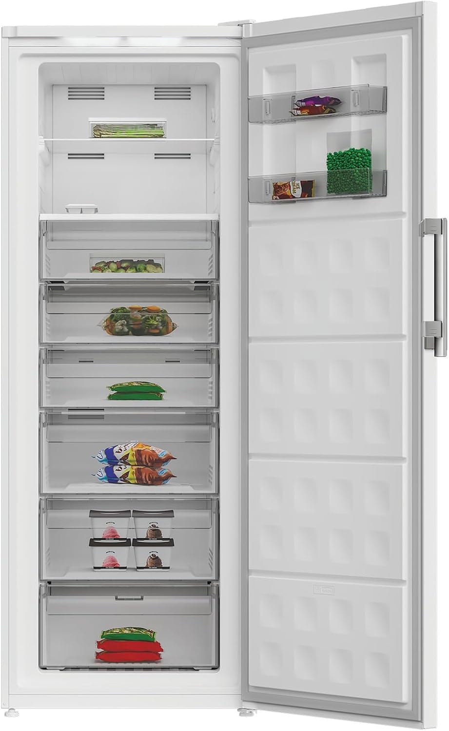 Congelador vertical, Bauknecht, GKN, 404 l, 191 cm, 38 dB, com controlo por aplicação, alumínio, Branco, para uso diário