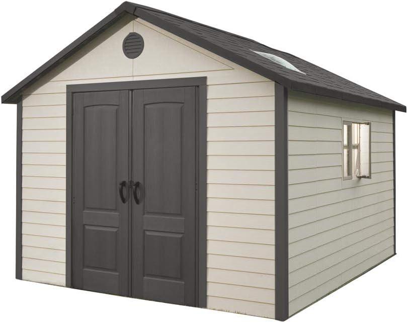 Abrigo de jardim, LIFETIME, Kunststoff, 195 kg, 337 × 337 cm, 337 cm, 285 cm, 35,5 cm, com rodas, plástico, Cinzento, para utilização no exterior