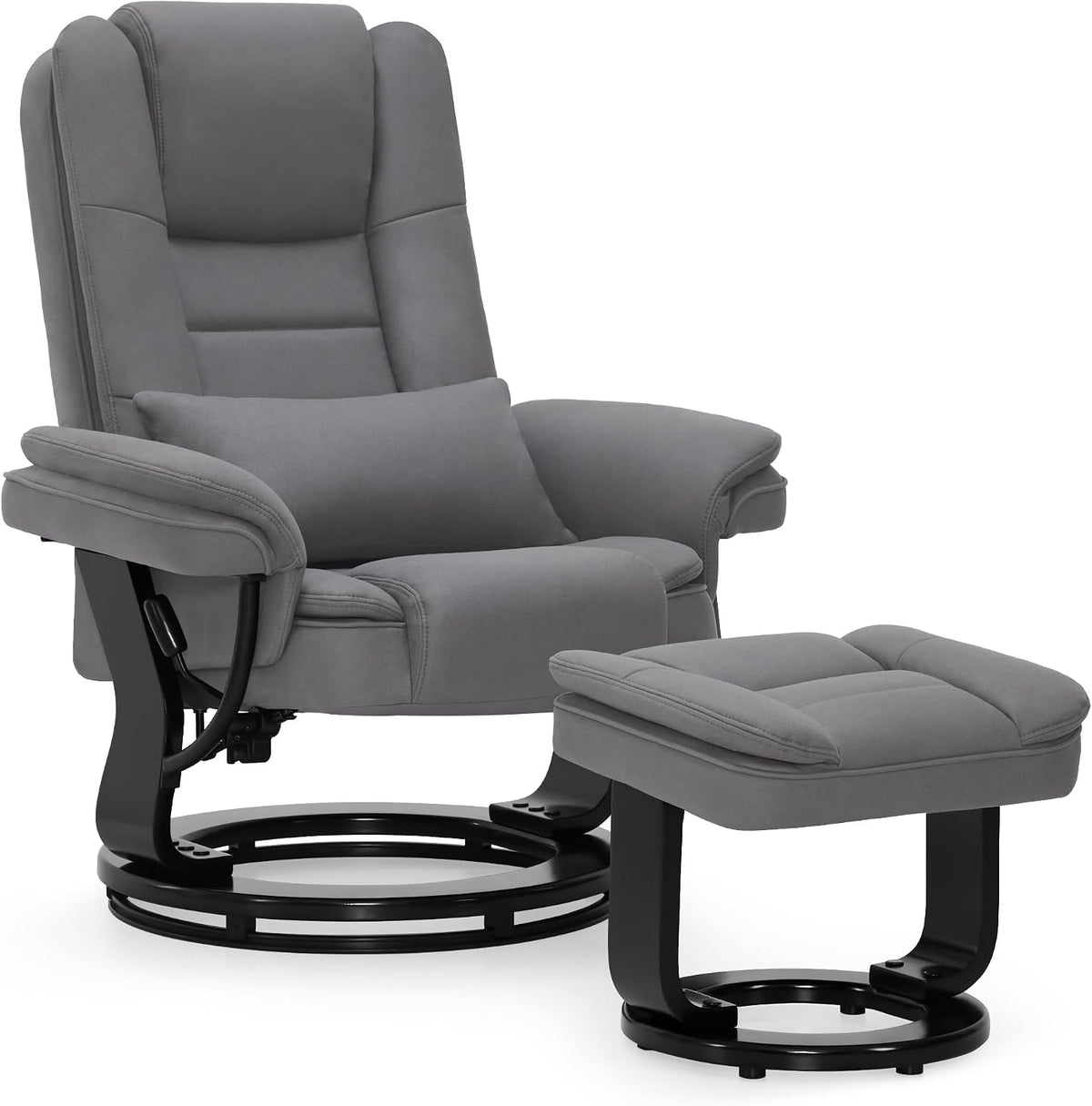 Poltrona, M MCombo, Relaxsessel, 120 kg, regulável, madeira, pele, Cinzento, para a sala
