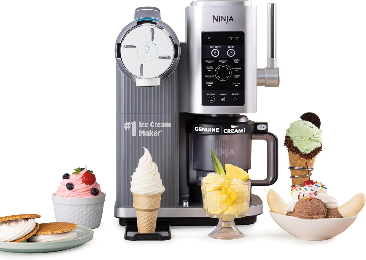 Máquina de gelados, Ninja, CREAMi, 473 ml, Cinzento / Prateado, para uso diário