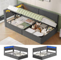 Cama, AOGLLATI, Polsterbett, com iluminação LED, com comando à distância, sem colchão, DunkelCinzento, para o quarto