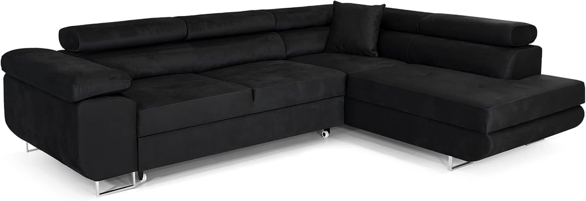 Sofá, COMFORTINO FURNITURE, 43 cm, 193 cm, 60 cm, 275 cm, 202 cm, madeira, painel de madeira, Preto, para a sala