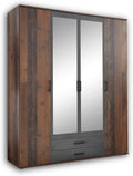 Roupeiro, Stella Trading, 54 cm, 159 × 197 × 54 cm, com portas, Castanho / Cinzento, para o quarto