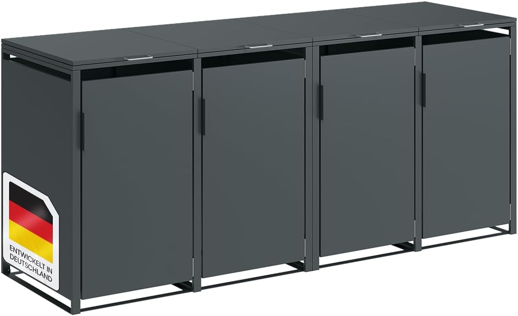 Abrigo para contentores, STEELSØN, Thoria, 240L, com rodas, aço, Antracite, para utilização no exterior