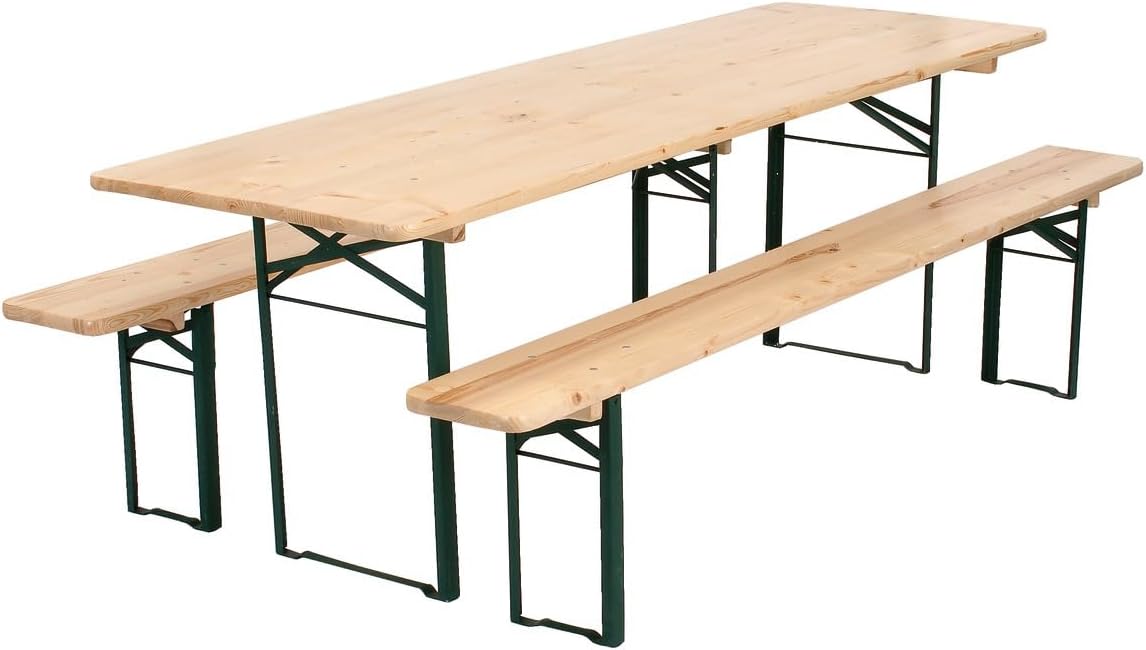 Conjunto de mobiliário de jardim, METRO Professional, Bierzeltgarnitur, 70 cm, 25 cm, 220 × 70 cm, 220 × 25 cm, dobrável, aço, madeira
