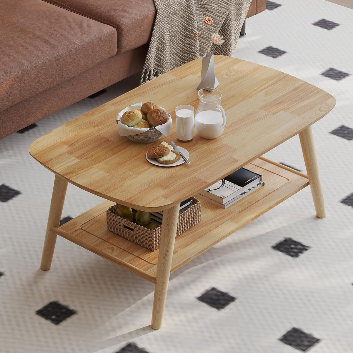 Mesa de apoio, ZKIODV, Couchtisch, 100 × 60 × 45 cm, 100 kg, com iluminação LED, com comando à distância, com prateleiras, madeira, Holz