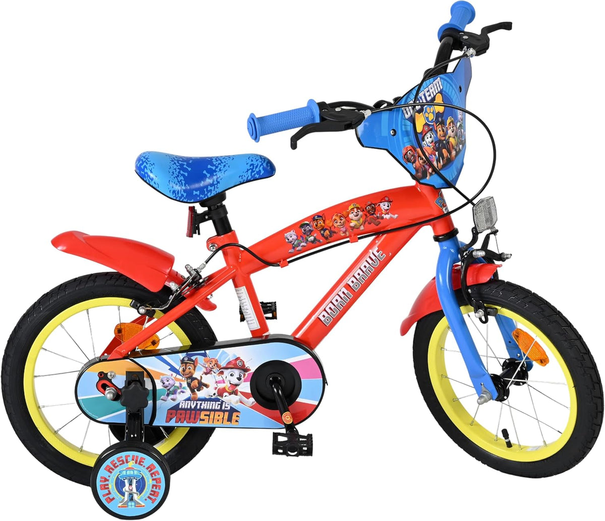 Artigo para casa, Volare, Kinderfahrrad, 110 cm, regulável, com rodas, Vermelho / Azul / Amarelo, para uso diário