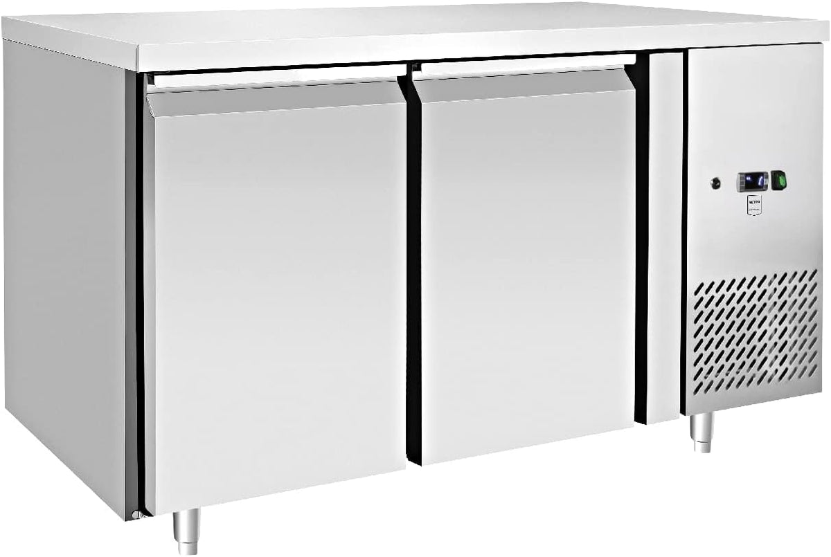 Mesa, METRO Professional, GCC2100, 85 cm, 215 L, 250 W, 136 × 70 × 85 cm, com prateleiras, com portas, aço inoxidável, aço, Prateado, para uso diário