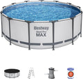 Piscina com estrutura metálica, Bestway, 122 cm, 396 × 122 cm, Branco / Azul, para utilização no exterior