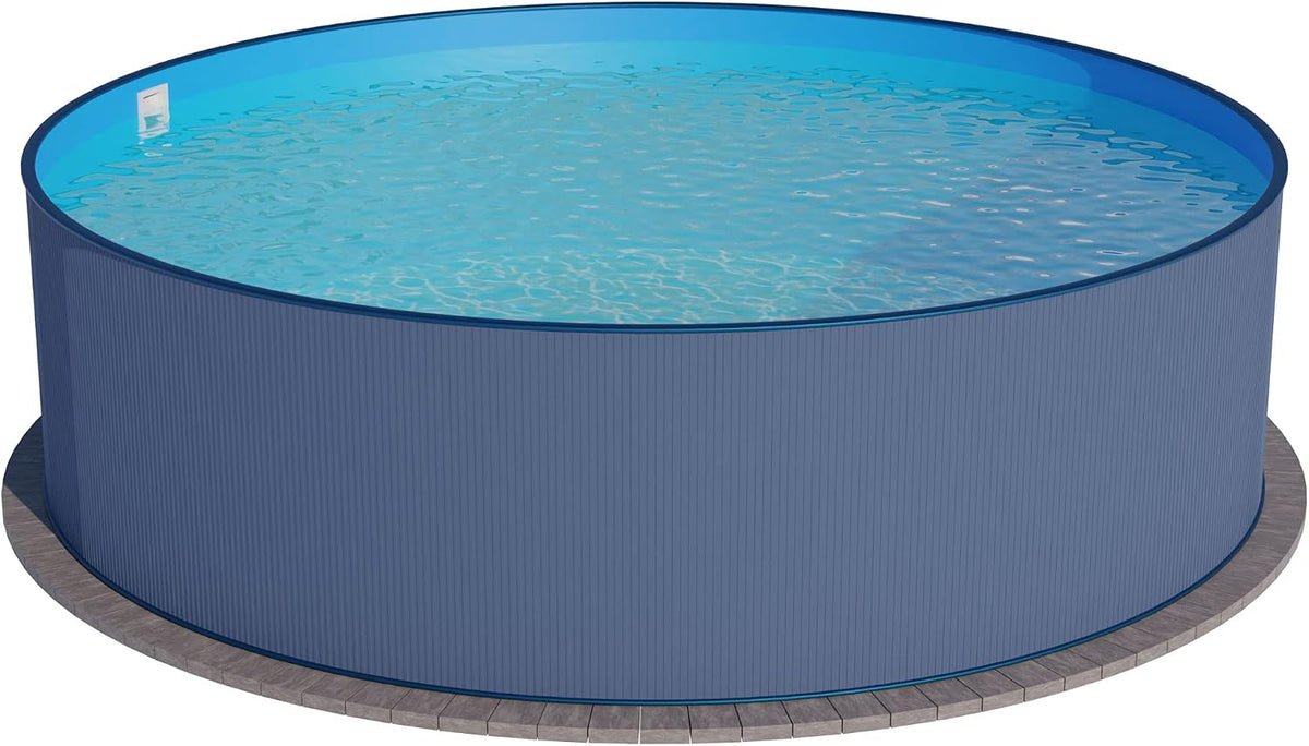 Piscina com estrutura metálica, Planet Pool, Stahlwandpool, 400 × 120 cm, 150 cm, aço, plástico, Antracite / Azul, para utilização no exterior