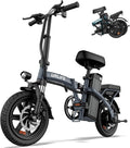 Bicicleta, URLIFE, E-Bike, 48V, 7.5Ah, 250W, 14', dobrável, resistente à água, regulável, Preto / Cinzento, para uso diário
