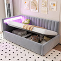 Cama, ANIROY, Kinderbett, 200 cm, 90 × 200 cm, 120 kg, regulável, com iluminação LED, sem colchão, HellCinzento, para o quarto