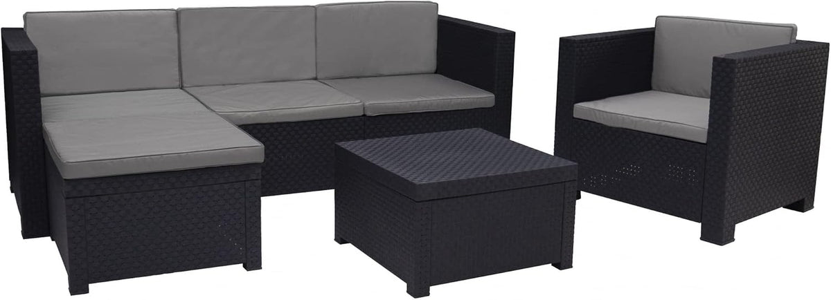 Conjunto de mobiliário de jardim, Shaf, 18,5 kg, plástico, Natural, para jardim e exterior