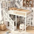 Cama, Teahutty, 90 × 200 cm, com prateleiras, madeira, Branco / Bege, para o quarto