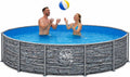 Piscina com estrutura metálica, HAF, 366 cm, 91 cm, aço, poliéster, Azul / Cinzento, para utilização no exterior