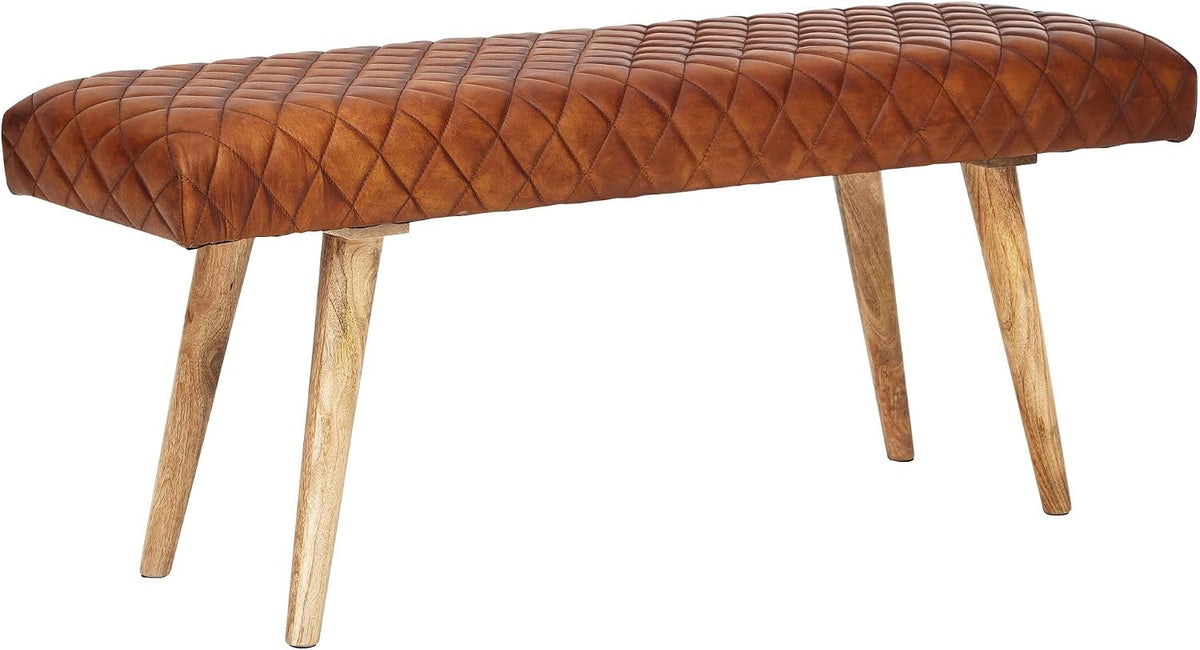 Caixa de arrumação, FineBuy Möbel zum Wohlfühlen, 115 cm, 53 cm, 38 cm, 13 cm, 40 cm, madeira, pele, Castanho, para uso diário