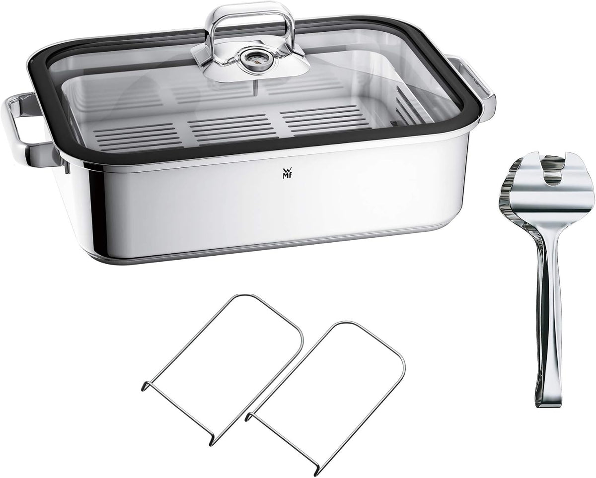 Caçarola, WMF, Vitalis, 6,5l, 41 × 27 × 10cm, 10 cm, 6,5 cm, 31 × 23 × 6,5 cm, aço inoxidável, aço, Prateado / Preto, para uso diário