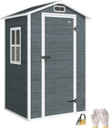 Abrigo de jardim, Outsunny, Ger, 196 cm, 128 × 104 × 196 cm, 104 cm, 84 cm, 40 kg, madeira, plástico, Cinzento / Branco, para utilização no exterior