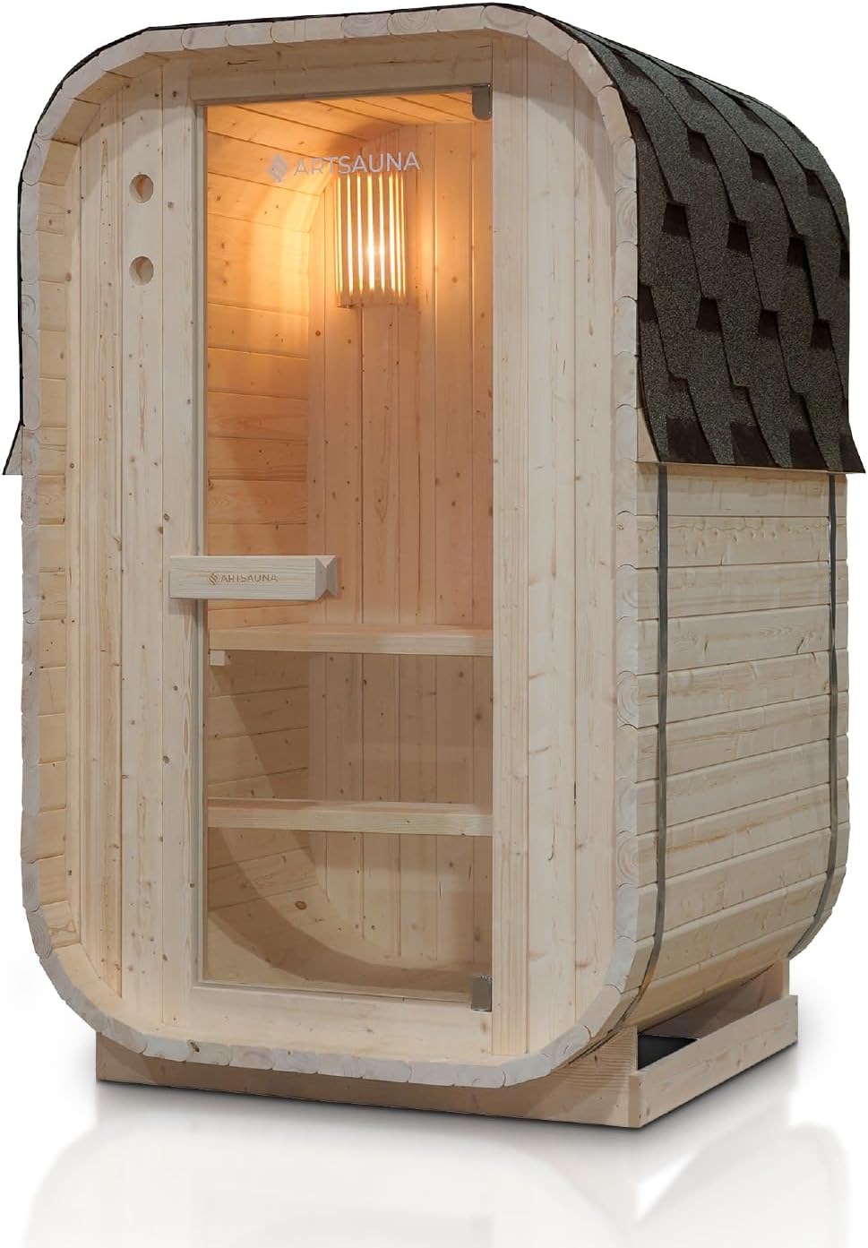Equipamento de exterior, Artsauna, Fasssauna, 3,6 kW, madeira, Natural / Preto, para utilização no exterior