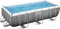 Piscina com estrutura metálica, Bestway, Power, 100 cm, 404 × 201 × 100 cm, 107 cm, 2.006 l/h, aço, ratã, Cinzento / Branco