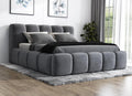 Cama, A&J MöbelLand, Polsterbett, 15cm, 180 × 200 cm, com colchão, DunkelCinzento, para o quarto