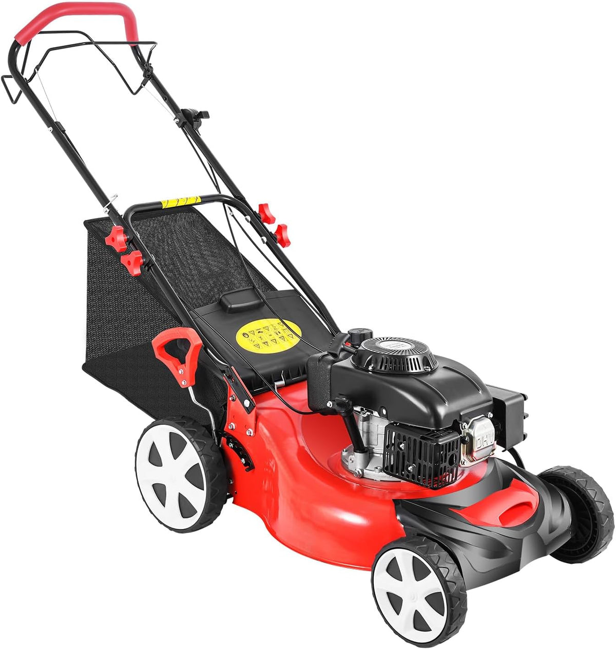 Corta-relva, Caskunbsy, 51 cm, 60 L, com rodas, aço, Vermelho / Preto, para jardim e exterior