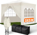 Gazebo de jardim, Kronenburg, Faltpavillon, 3 × 3 m, 24 cm, 17 kg, 119 × 24 × 24 cm, 3 × 6m, resistente à água, aço, poliéster, Champagner / Preto