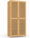 Roupeiro, IDMarket, EDHEN, 80 cm, 30 cm, 50 cm, 167 cm, 43,6 kg, com prateleiras, madeira, Natural, para o quarto