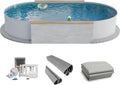 Piscina com estrutura metálica, Fresh-Pool, Profi, 525 × 320 × 120 cm, 120 cm, 150 cm, aço, plástico, Branco / Cinzento, para utilização no exterior