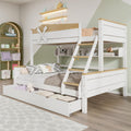Cama, Rtopsu, Kinderbett, 90 × 200 cm, 140 × 200 cm, com gavetas, com prateleiras, sem colchão, madeira, painel de madeira, Branco / Holz