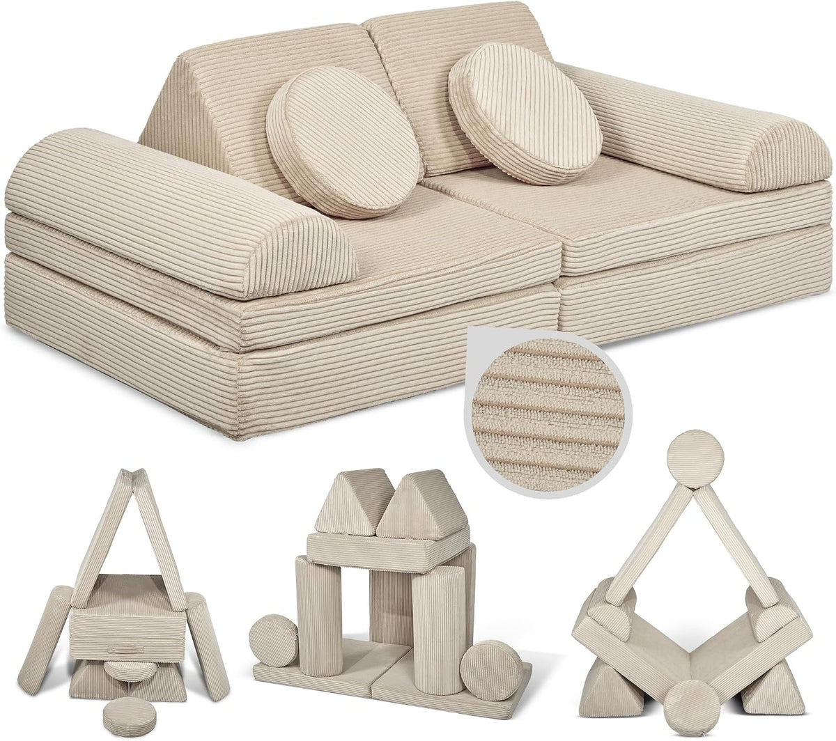 Sofá, Linodino, Spielsofa, Bege, para a sala