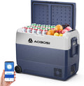 Frigorífico, AAOBOSI, Kompressor, 60 L, 24 V, 240 V, com controlo por aplicação, com rodas, Cinzento / Azul, para uso diário