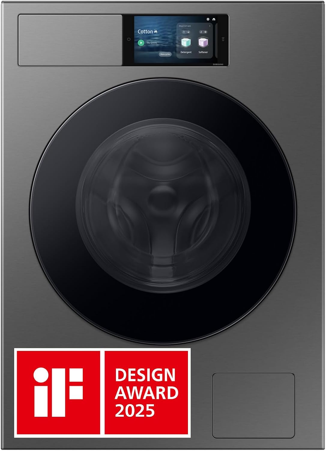 Samsung, Máquina de lavar roupa, WF90F09C4SU2, 9 kg, 7 ', 5 kg, 60 cm, 60 × 85 × 60 cm, poliéster, algodão, Dunkelstahl, para uso diário