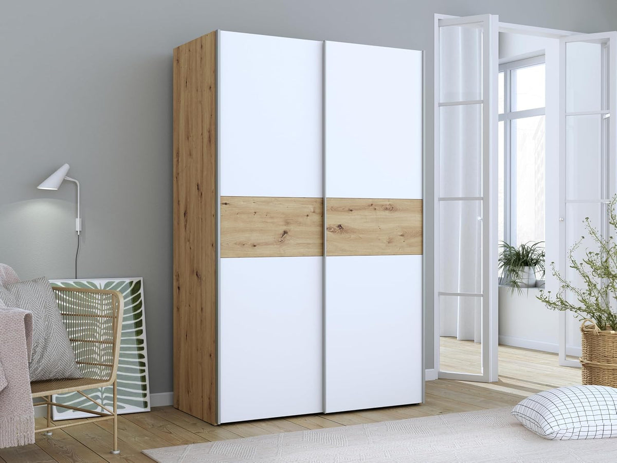 Roupeiro, Forte, OZZULA, 120 cm, 190.5 cm, 61 cm, 8 kg, com portas, plástico, Branco / Artisan Eiche, para o quarto