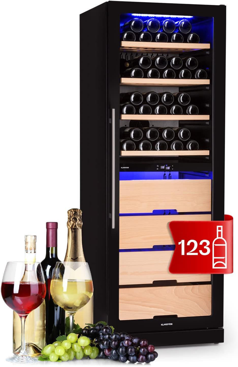 Klarstein, Frigorífico para bebidas, Weink, madeira, Preto, para uso diário