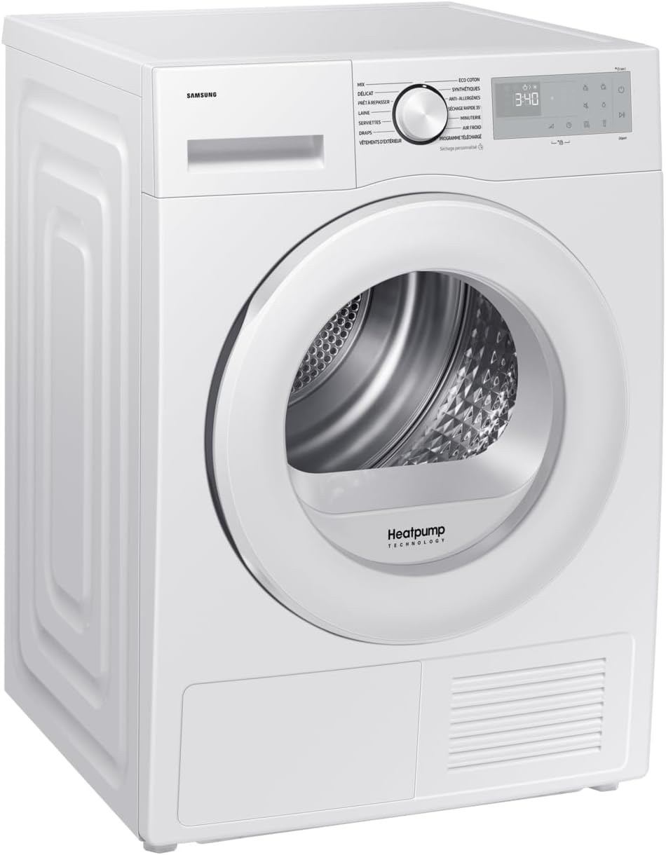 Samsung, Máquina de secar roupa, DV90DG52A0THEF, 9 kg, classe energética C, aço, Branco, para uso diário
