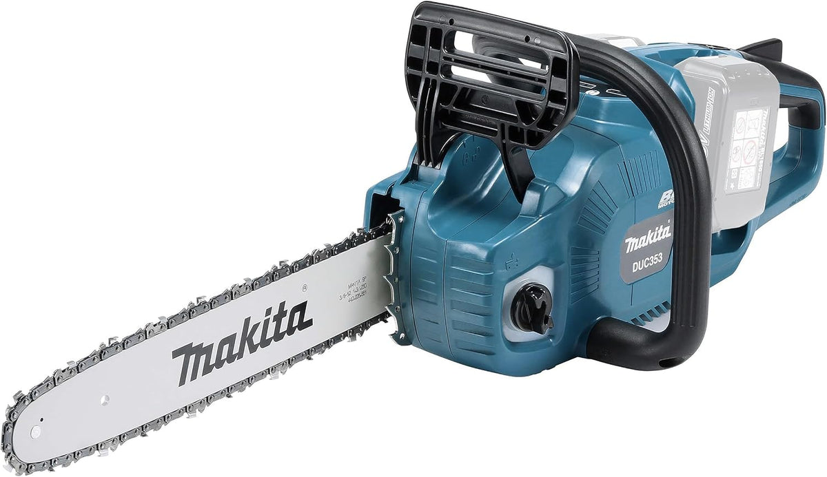 Makita, Motosserra, DUC353, 18 V, 35 cm, 30 cm, com bateria, madeira, Azul / Preto / Prateado, para utilização no exterior