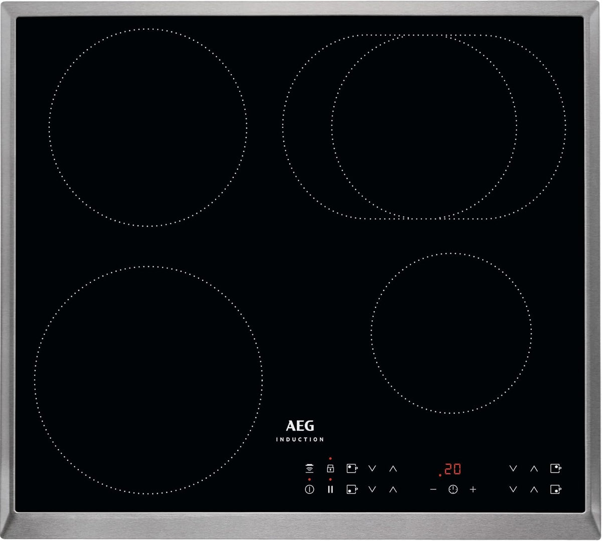 AEG, Placa de cozinha, IKS6431AXB, 60cm, 7350 W, 14 níveis, com temporizador, aço inoxidável, aço, Preto / Edelstahl, para a cozinha