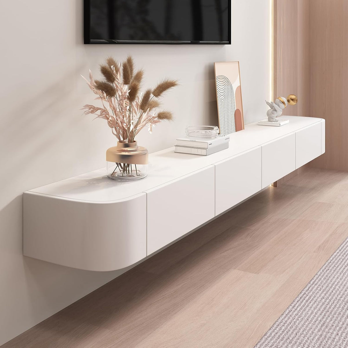Móvel de TV, HYANXUE, 160CM/62.9, 62.9', madeira, Branco, para a sala