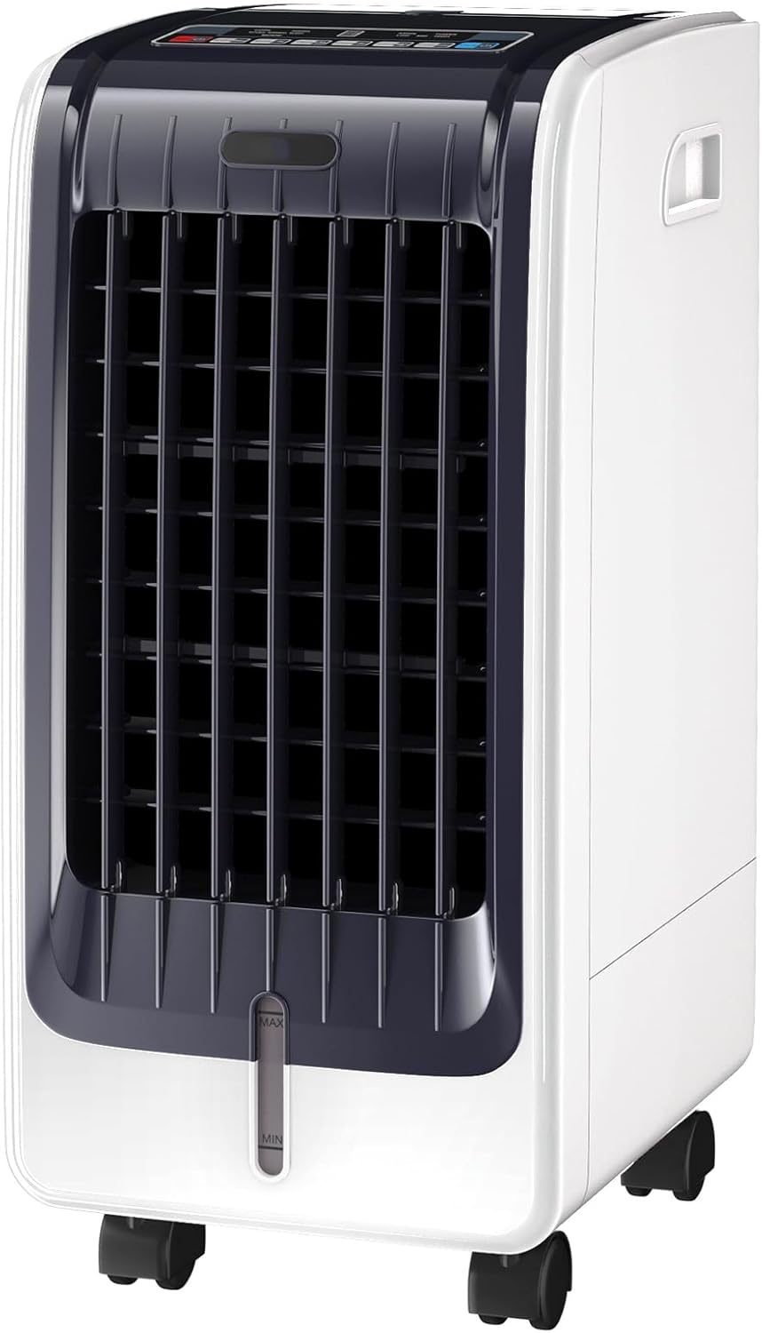 Ar condicionado portátil, GYMAX, 75W, 6L, 3 L, com comando à distância, com temporizador, com rodas, Preto / Branco, para uso diário