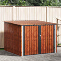 Abrigo de jardim, IBUQDDV, 157 cm, 215 × 206 × 157 cm, com rodas, metal, Castanho / Preto, para utilização no exterior
