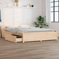 Cama, Iiaky, 200 cm, 150 × 200 cm, com gavetas, madeira, Natural, para o quarto
