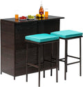Mesa de bar, Calma Lux, 101 cm, 72 cm, 0,5 cm, 101 × 58 × 101 cm, 40 × 40 × 72 cm, aço, ratã, Castanho / Azul-Verde, para uso diário